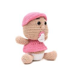 Bebê de chupeta em amigurumi na internet