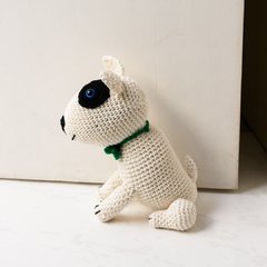 Cachorro Bacon Bull Terrier peso de porta em amigurumi