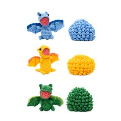 Coleção Ovo com filhote de dinossauro e dragão em amigurumi