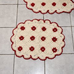 Conjunto para Banheiro em crochê Flor Vermelha - comprar online