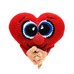 Coração apaixonado em amigurumi