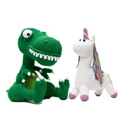 Kit T Rex e unicórnio em amigurumi