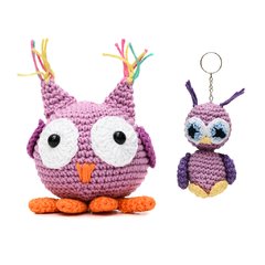 Duo Coruja bola e chaveiro coruja em amigurumi