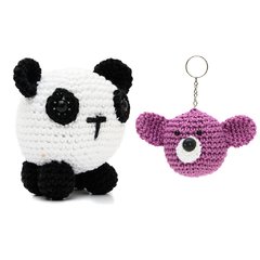 Duo urso panda e chaveiro urso em amigurumi