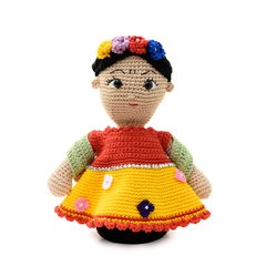 Frida Kahlo peso de porta em amigurumi