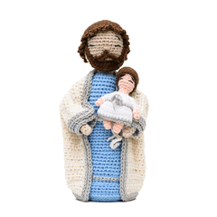 José com menino Jesus em amigurumi