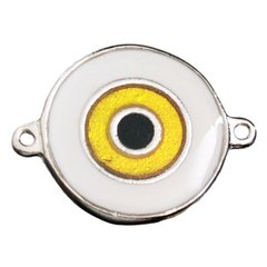 3-164-Olho Grego Resinado G - Dupla Face c/ duas saídas (amarelo metálico)