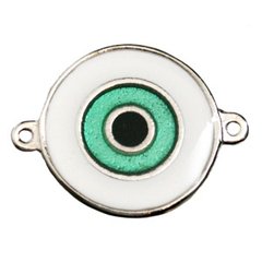3-166-Olho Grego Resinado G - Dupla Face c/ duas saídas (verde metálico)