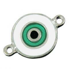 3-082-Olho Grego Resinado G - c/ duas saídas (verde metálico )