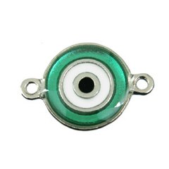 3-075-Olho Grego Resinado M c/ duas saídas (verde metálico)