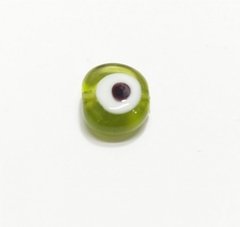 39-365-Olho grego achatado 8mm verde claro - 10 unidades