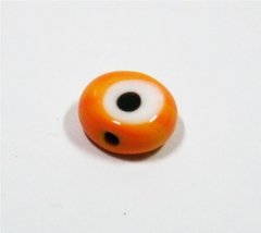 41-144-Olho grego achatado 8mm tangerina c/ laranja - 10 unidades