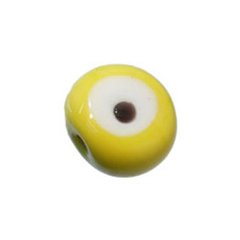 41-070-Olho grego achatado 12mm amarelo - 10 unidades