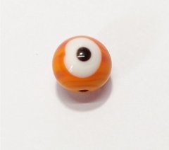 39-378-Murano Olho grego 12 mm tangerina c/ laranja - 5 unidades