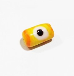 41-011-Murano Tubinho de olho grego amarelo c/laranja - 5 unidades