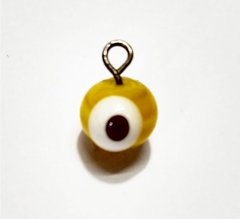 39-274-Murano Olho grego pingente 12mm amarelo - 5 unidades