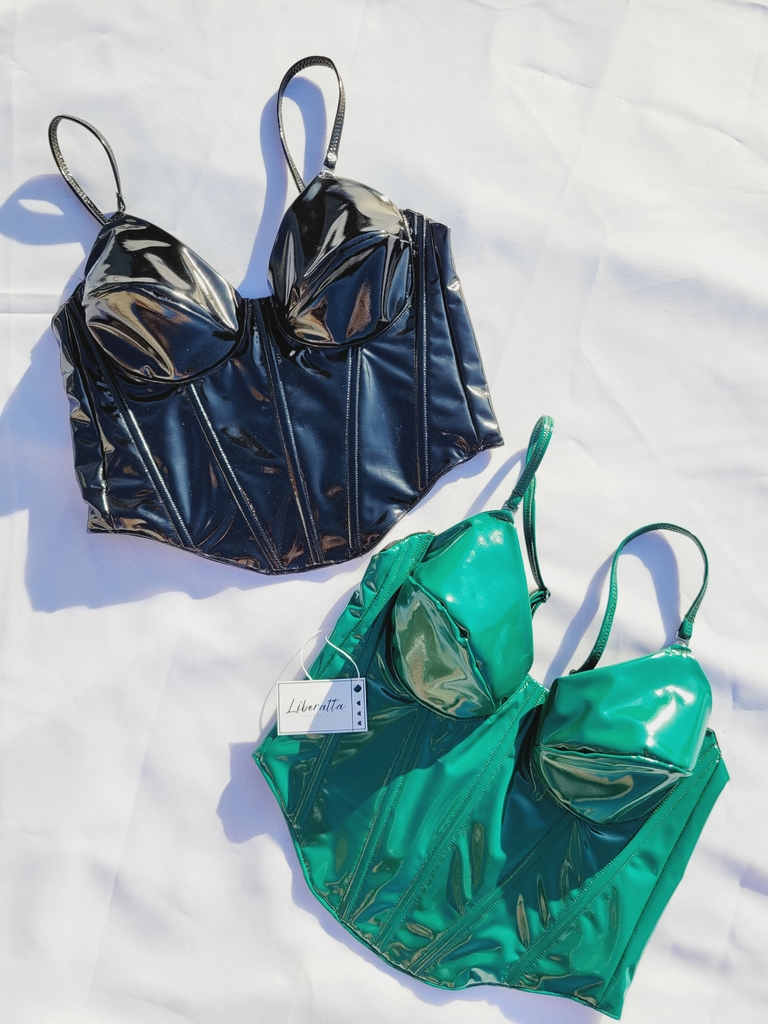 BUSTIER VINILO. BUSTIER SIMIL CUERO