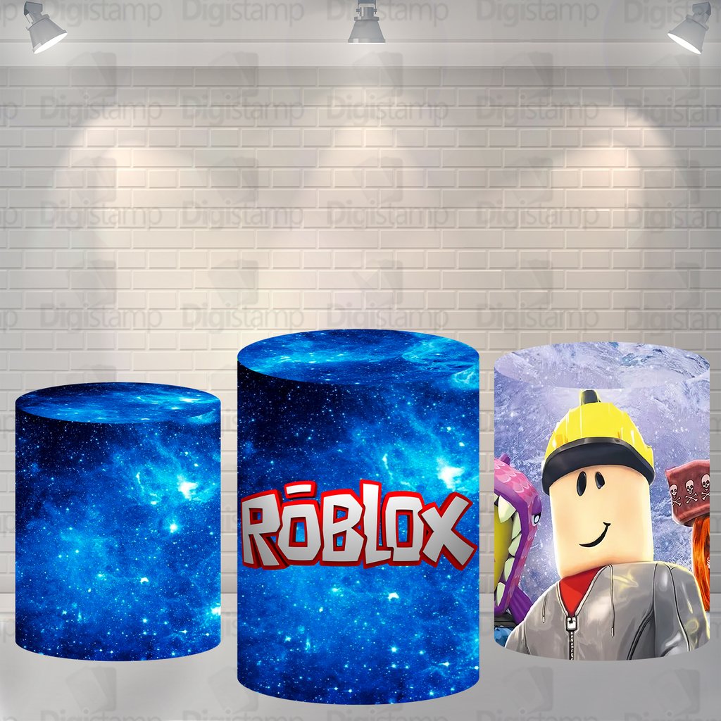 KIT PAINEL ROBLOX REDONDO + 3 CAPAS CILINDROS EM TECIDO SUBLIMADO