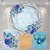 Kit Painel + Trio de Cilindros Sublimados Floral Azul KIT104