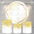 Kit Painel + Trio de Cilindros Sublimados Glitter Branco com Dourado Geométrico KIT885