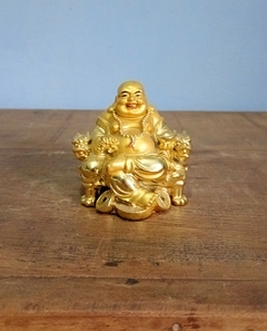 Buda Dourado da Fortuna em Resina Dourado