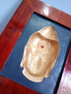 Imagem do Antigo Quadro/ Placa de Parede Indiana com Buda 3 D Tridimensional