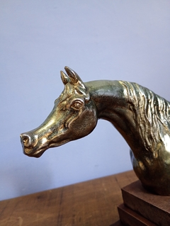 Imagem do Antiga Escultura de Busto Cabeça de Cavalo em Petit Bronze