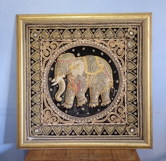 Antigo e Lindo Quadro Mandala Indiana em Tecido e Lantejoula - comprar online