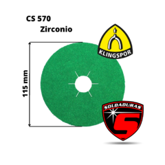 DISCO DE FIBRA CS570 115 MM GR36 ZIRCONIO VERDE - comprar online