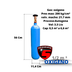 CILINDRO OXIGENO 1/2 m³ 114-003-200 CARGADO