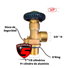 VALVULA PARA CILINDRO DE ALUMINIO PARA ARGON