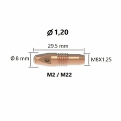 TUBO DE CONTACTO M6X28MM ARC 1.2 Cod AM2CT12