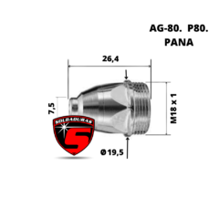 La tobera Plasma AG80 / P80 / PANASO es un componente de alta precisión diseñado para sistemas de corte por plasma.