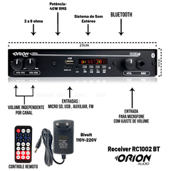 Kit Som Ambiente 1002 Bt Control + 8 Caixas Parede Preta 55w - Orion eShop | Informatica, Automotivo, Microfones