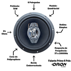 Par de Falantes Prime 6 Polegadas 140w Rms Carro Som - comprar online