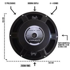 Subwoofer Hiken HNT 3 12" 4+4 Ohms 200w Grafite Bobina Dupla - comprar online