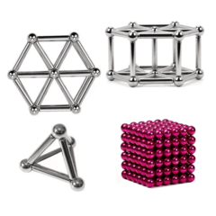 Kit Piramide Magnetica 27 Esferas 8mm + Neocube 5mm Rosa