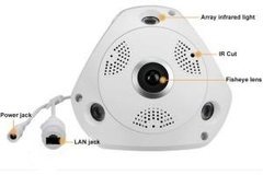 Camera Ip HD Panoramica 360 Wifi Lente Olho De Peixe - comprar online