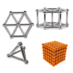 Kit Piramide Magnetica 27 Esferas 8mm + Neocube 5mm Laranja