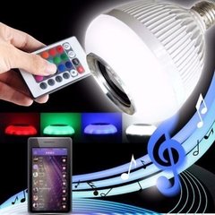 KIT 2 LAMPADA MUSICAL BLUETOOTH LED 12W  RGB CONTROLE - loja online