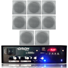 Kit Som Ambiente 300w Bluetooth + 8 Caixas P/gesso Quadradas