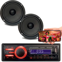 Som Automotivo Controle BT SD FM MP3 USB + 1 Par de Falantes 6 Midbass