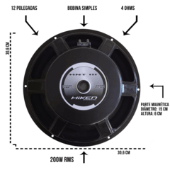 Kit 2 Subwoofer Hiken Hunter G3 12 4 Ohms 200w Rms Grafite na internet