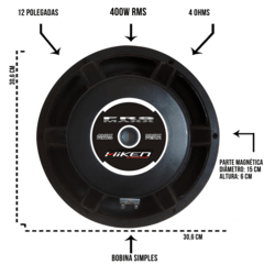 Subwoofer 12 Polegadas Hiken FRS Maxx 4 Ohms 400W Rms - comprar online