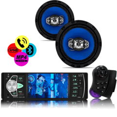 Central Mp5 Bluetooth Tela 4 Usb 1 Din + Falante 6 Polegadas