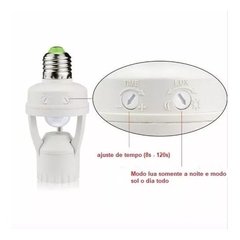 Kit 7 Soquete Sensor De Presença Bocal E27 Movimento 360º - comprar online