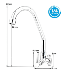 Torneira De Parede Cozinha Metal Bica Móvel Alavanca 1/4 Pia - Orion eShop | Informatica, Automotivo, Microfones