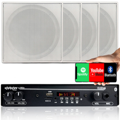 Kit Som Ambiente Amplificador Bt Fm + 4 Arandelas Quadradas