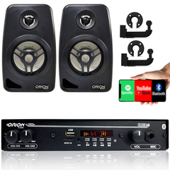 Kit Som Ambiente 1002 Bt Control + 2 Caixas Parede Preta 55w