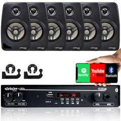 Kit Som Ambiente 1002 Bt Control + 6 Caixas Parede Preta 55w